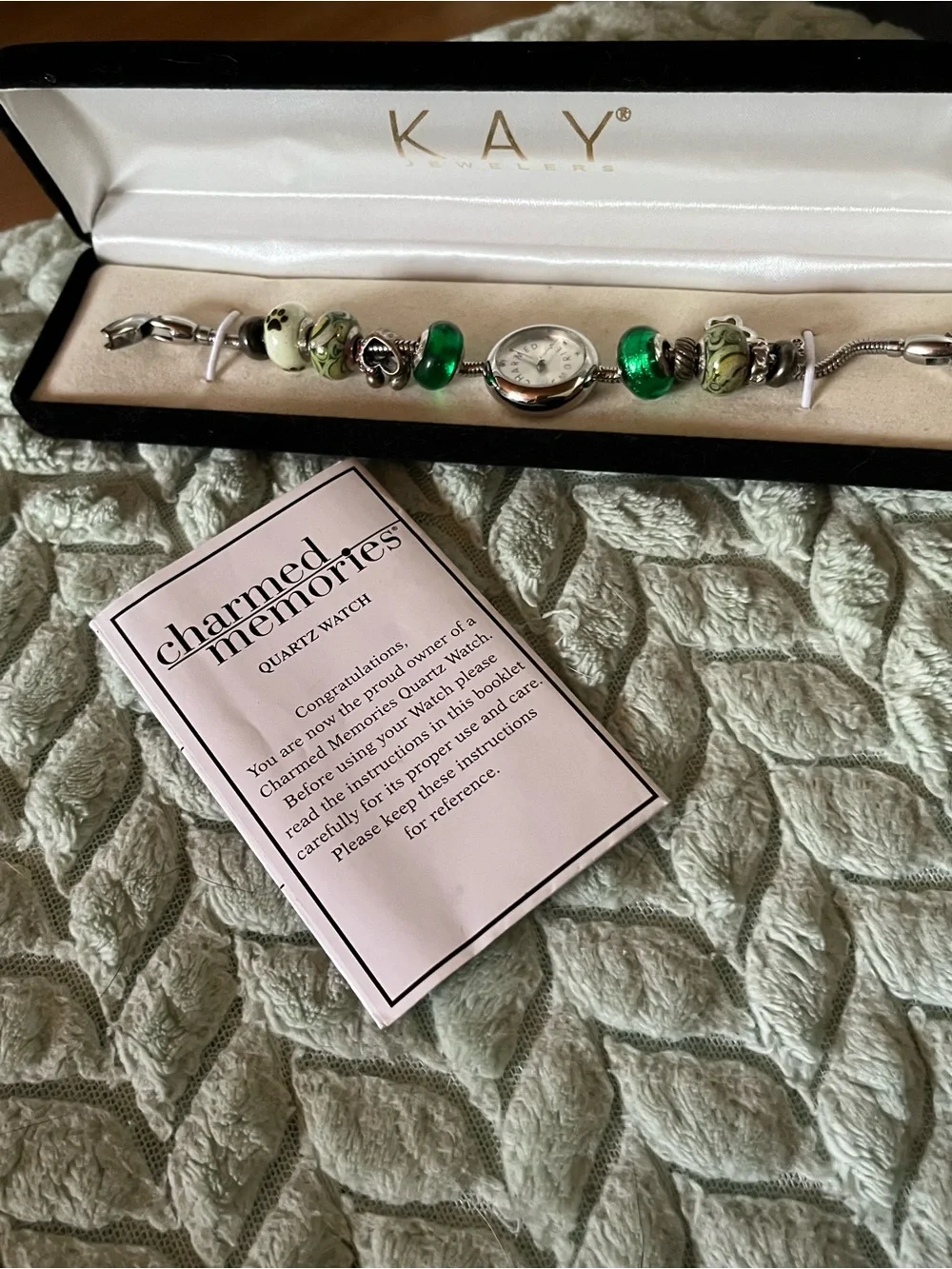 Vintage KAY Jewelers Charmed Memories Beaded Charm Watch Bracelet
